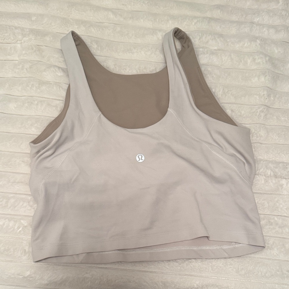 Lululemon White/Taupe Cropped Sports Bra Tank